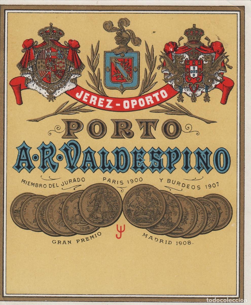 Etiquetas antiguas: VALDESPINO . JEREZ , , OPORTO PORTO . ETIQUETA DE VINO ref 176