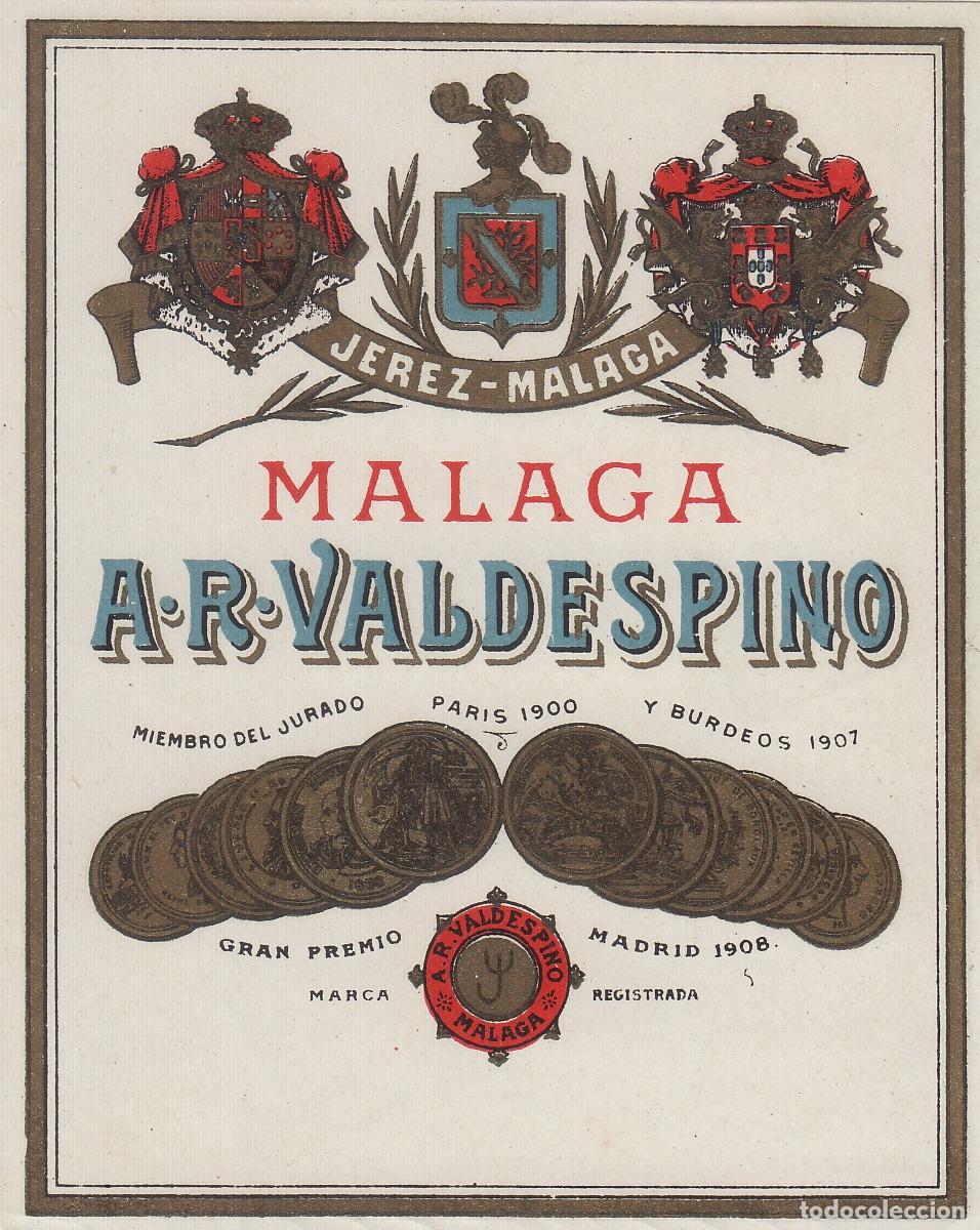 Etiquetas antiguas: VALDESPINO . JEREZ , , J&Eacute;REZ M&Aacute;LAGA . ETIQUETA DE VINO ref 178