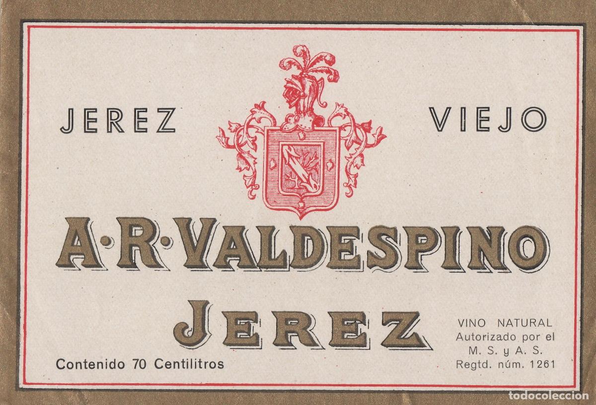 Etiquetas antiguas: VALDESPINO . JEREZ VIEJO . ETIQUETA DE VINO ref 181