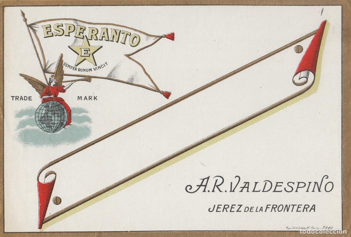 Etiquetas antiguas: VALDESPINO . JEREZ ESPERANTO . ETIQUETA DE VINO ref 184