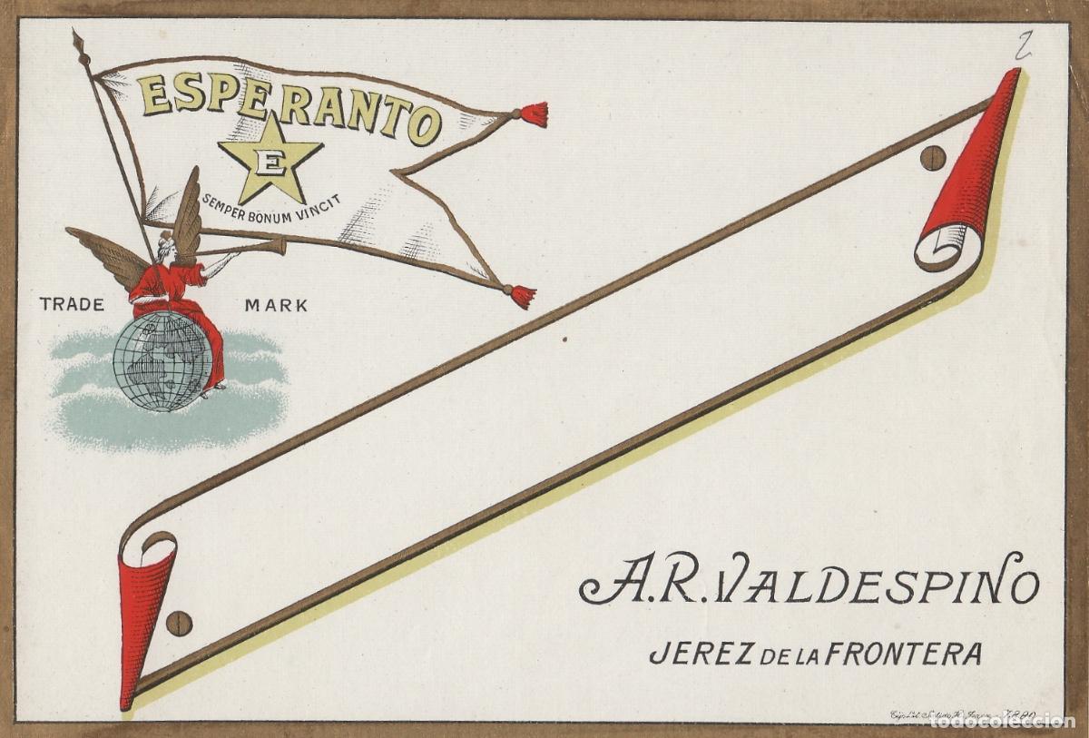 Etiquetas antiguas: VALDESPINO . JEREZ ESPERANTO . ETIQUETA DE VINO ref 184