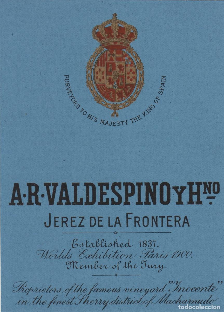 Etiquetas antiguas: VALDESPINO . JEREZ . ETIQUETA DE VINO ref 185