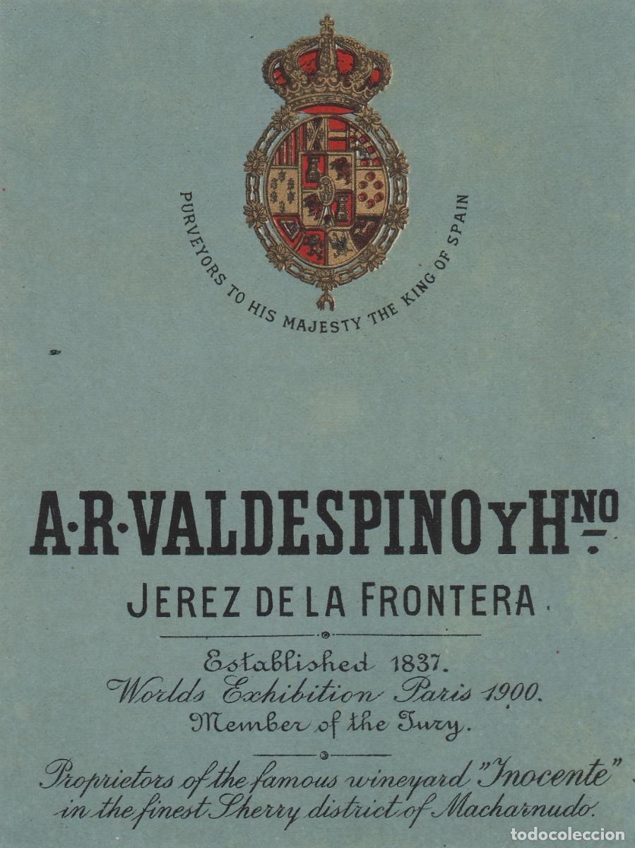 Etiquetas antiguas: VALDESPINO . JEREZ . ETIQUETA DE VINO ref 185
