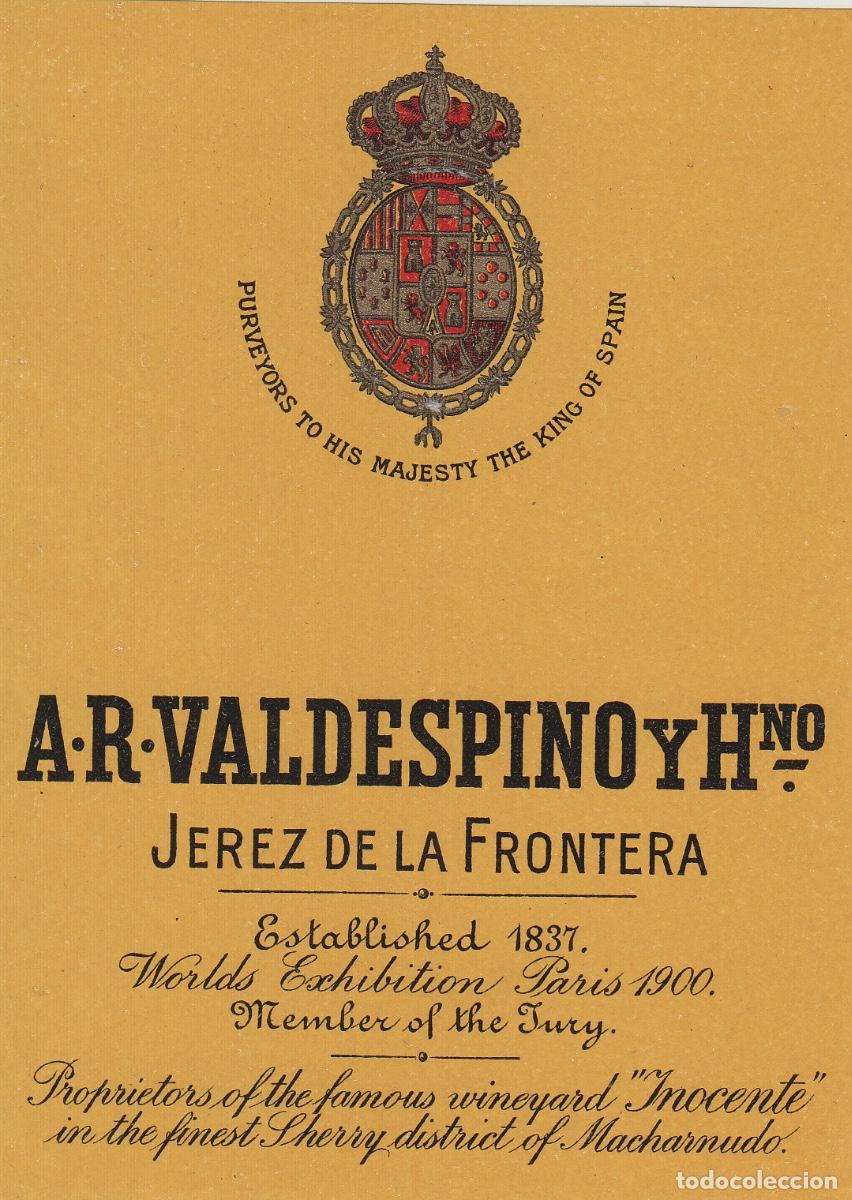 Etiquetas antiguas: VALDESPINO . JEREZ . , ETIQUETA DE VINO ref 185