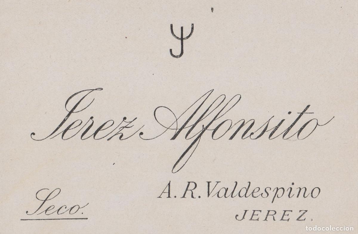 Etiquetas antiguas: VALDESPINO . JEREZ . ALFONSITO , ETIQUETA DE VINO ref 186