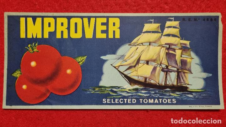 Old Labels: ANTIGUA ETIQUETA CARTEL ITO TOMATES IMPORVER BARCO DE VELA VALENCIA ORIGINAL K15