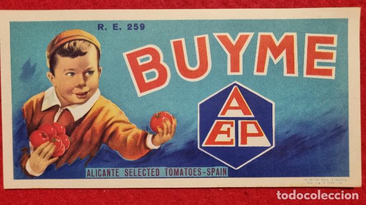 Old Labels: ANTIGUA ETIQUETA CARTEL ITO TOMATES BUYME NI&Ntilde;O ALICANTE ORIGINAL K15