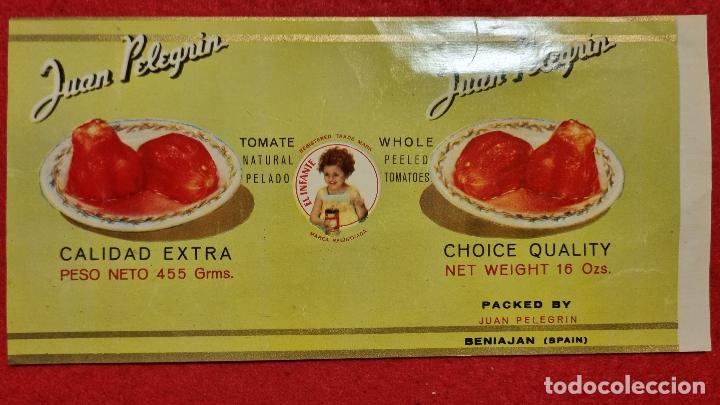 Old Labels: ANTIGUA ETIQUETA CARTEL ITO TOMATES PELADOS JUAN PELEGRIN ALICANTE ORIGINAL K15