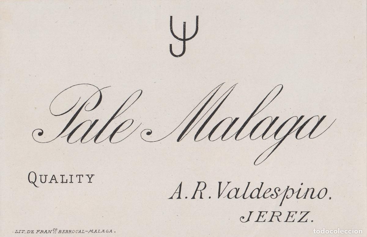 Etiquetas antiguas: VALDESPINO . JEREZ , PALE M&Aacute;LAGA , ETIQUETA DE VINO ref 203