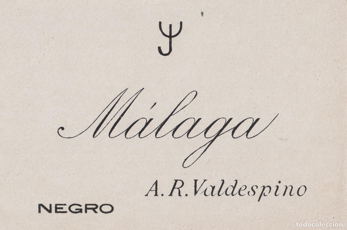 Etiquetas antiguas: VALDESPINO . JEREZ , M&Aacute;LAGA NEGRO , ETIQUETA DE VINO ref 204