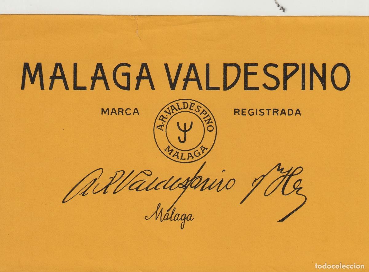 Etiquetas antiguas: VALDESPINO . JEREZ , MALAGA , ETIQUETA DE VINO ref 206