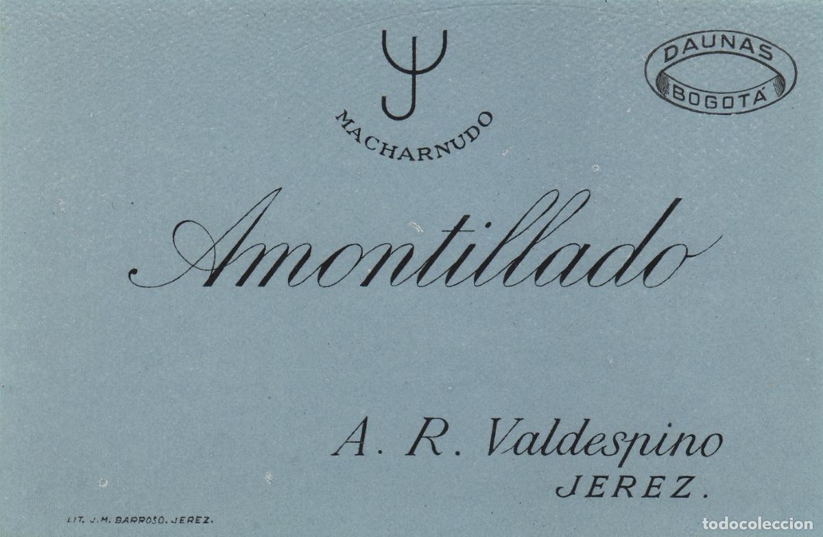 Etiquetas antiguas: VALDESPINO . JEREZ , AMONTILLADO , ETIQUETA DE VINO ref 208