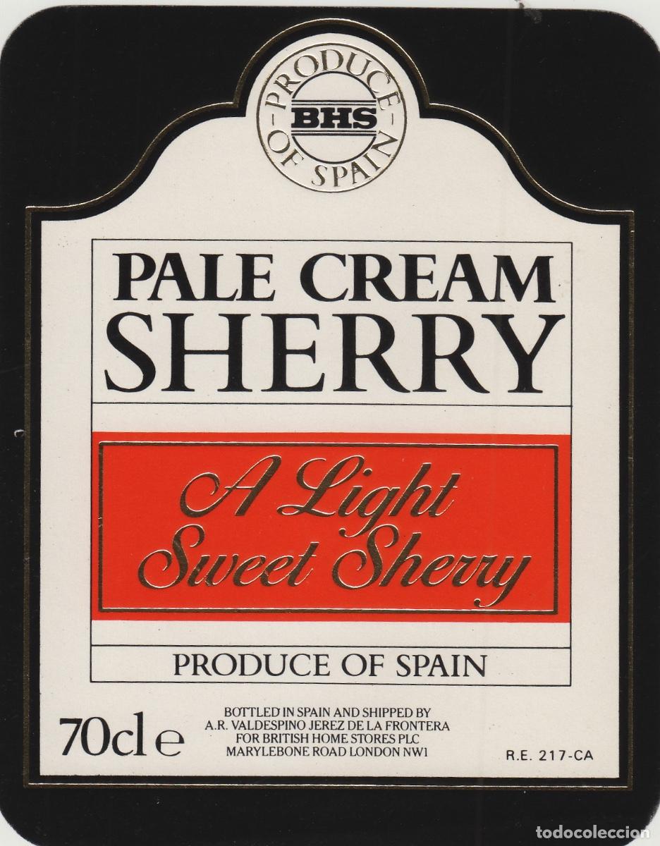 Etiquetas antiguas: VALDESPINO . JEREZ .PALE CREAM SHERRY , ETIQUETA DE VINO ref 217
