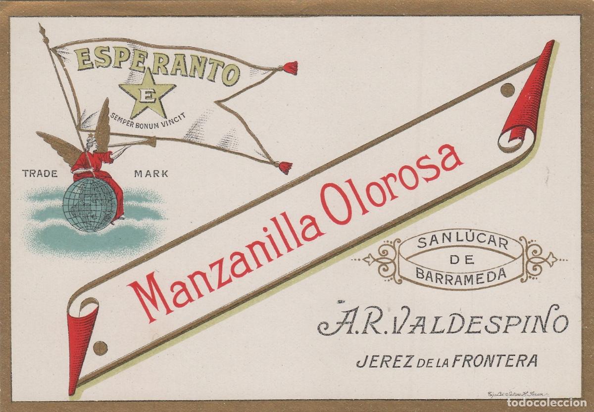 Etiquetas antiguas: VALDESPINO . JEREZ .MANZANILLA OLOROSA , ETIQUETA DE VINO ref 219