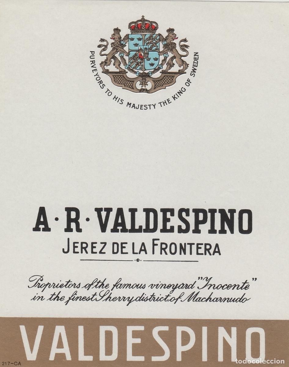 Etiquetas antiguas: VALDESPINO . JEREZ . , ETIQUETA DE VINO ref 220