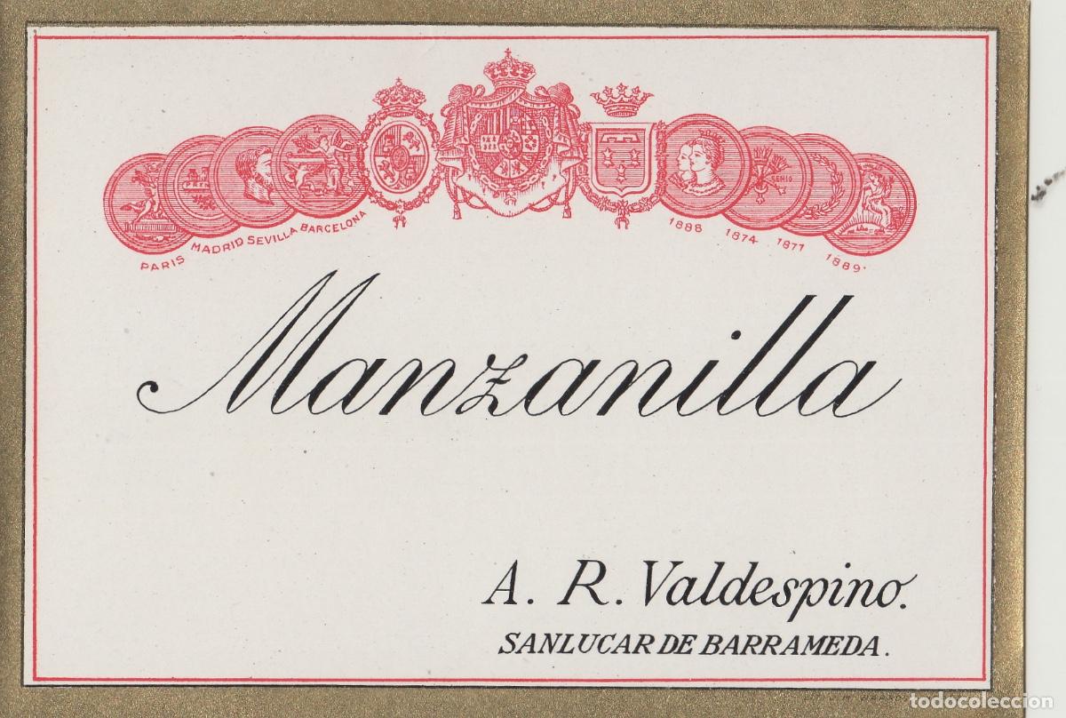 Etiquetas antiguas: VALDESPINO . SANL&Uacute;CAR MANZANILLA , ETIQUETA DE VINO ref 229