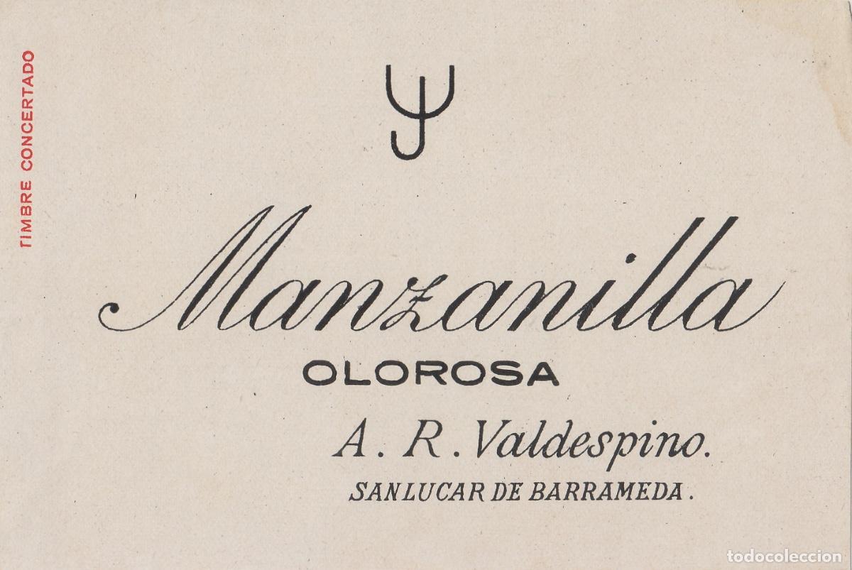 Etiquetas antiguas: VALDESPINO . SANL&Uacute;CAR MANZANILLA OLOROSA , ETIQUETA DE VINO ref 230