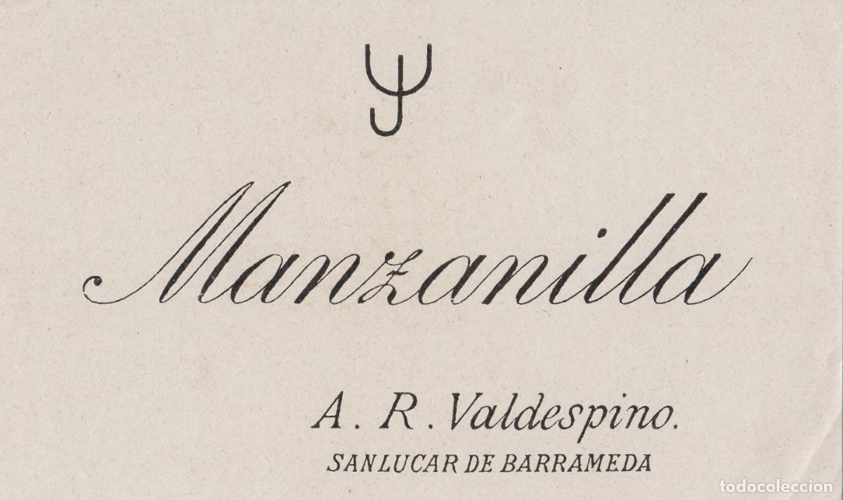 Etiquetas antiguas: VALDESPINO . SANL&Uacute;CAR MANZANILLA , ETIQUETA DE VINO ref 230