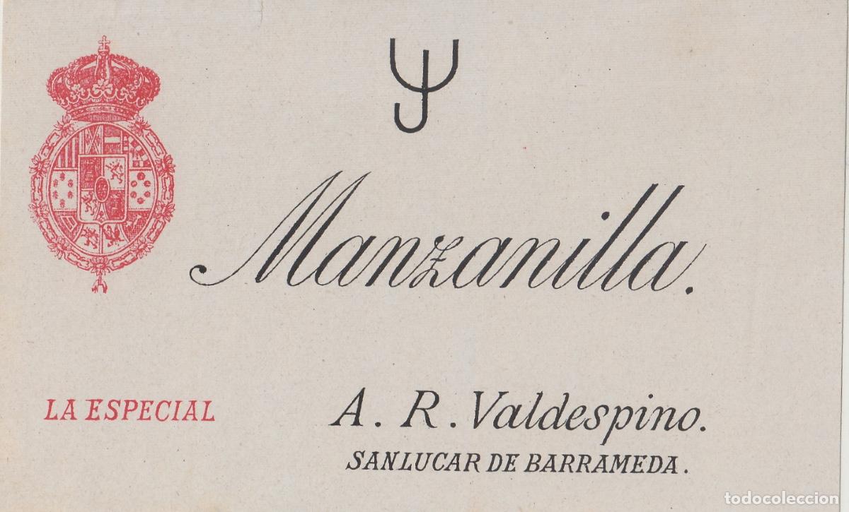 Etiquetas antiguas: VALDESPINO . SANL&Uacute;CAR MANZANILLA LA ESPECIAL , ETIQUETA DE VINO ref 231