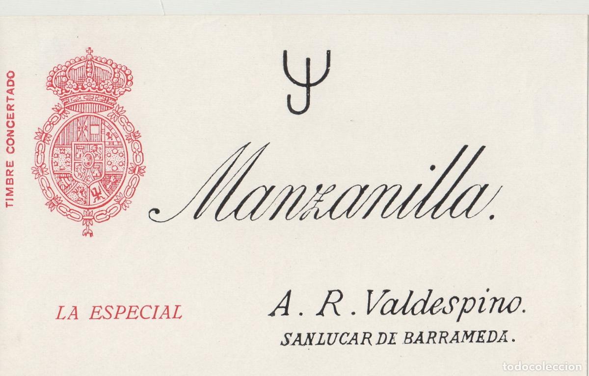 Etiquetas antiguas: VALDESPINO . SANL&Uacute;CAR MANZANILLA LA ESPECIAL , ETIQUETA DE VINO ref 231