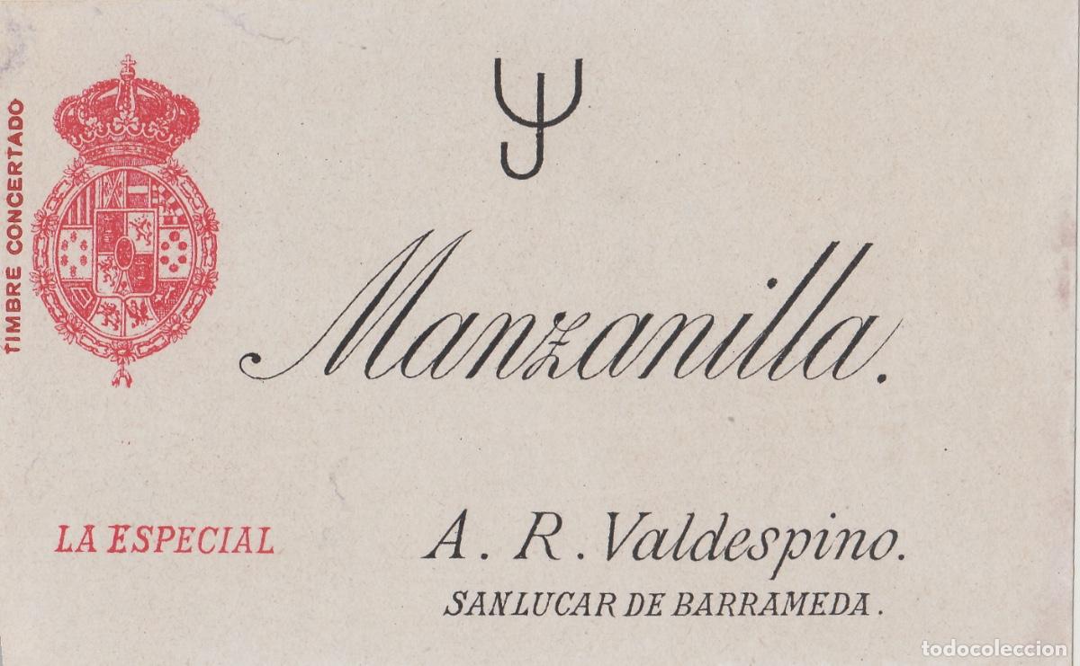Etiquetas antiguas: VALDESPINO . SANL&Uacute;CAR MANZANILLA LA ESPECIAL , ETIQUETA DE VINO ref 231