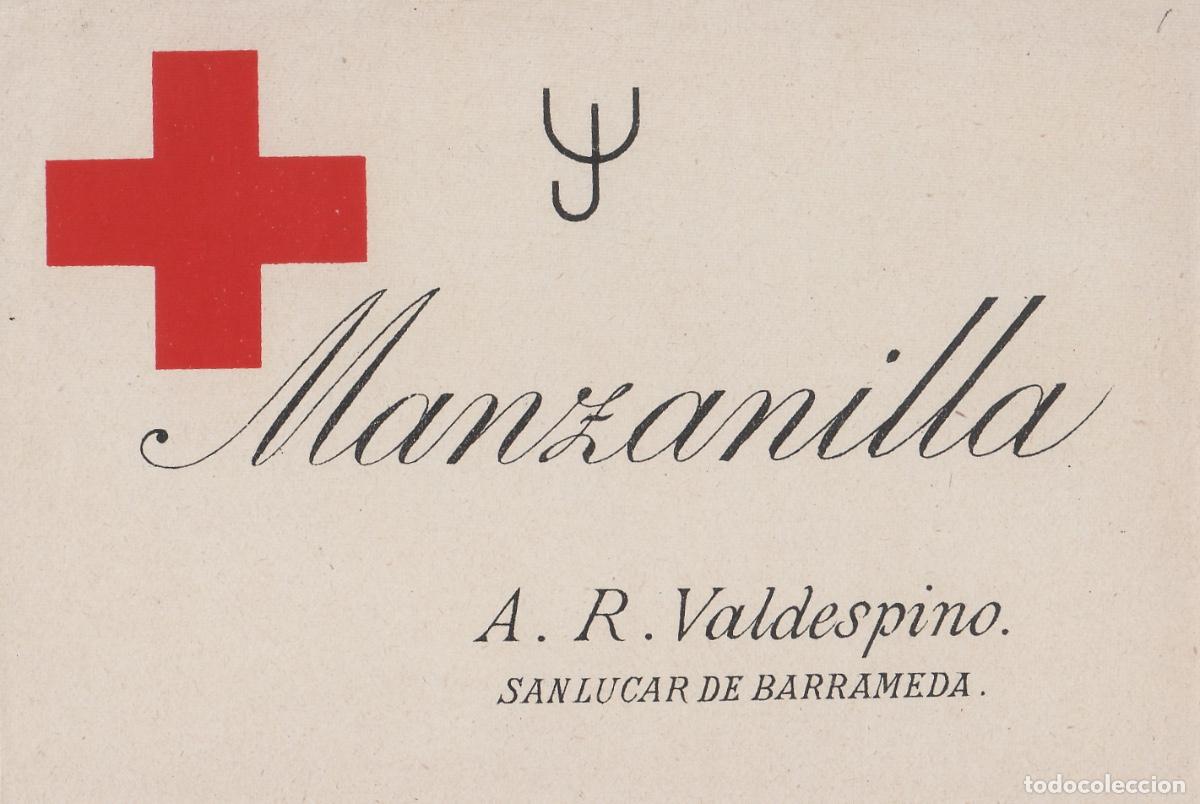 Etiquetas antiguas: VALDESPINO . SANL&Uacute;CAR MANZANILLA CRUZ ROJA , ETIQUETA DE VINO ref 233