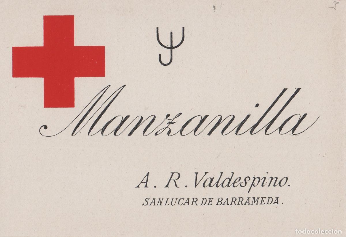 Etiquetas antiguas: VALDESPINO . SANL&Uacute;CAR MANZANILLA CRUZ ROJA , ETIQUETA DE VINO ref 233