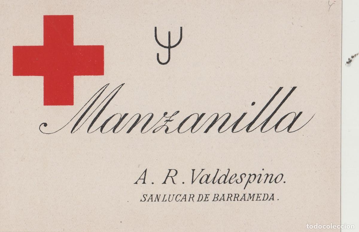 Etiquetas antiguas: VALDESPINO . SANL&Uacute;CAR MANZANILLA CRUZ ROJA , ETIQUETA DE VINO ref 233