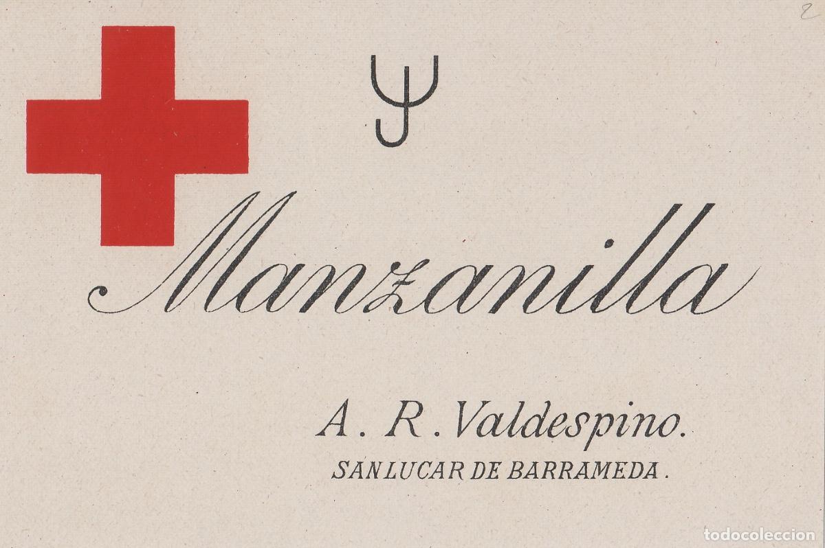 Etiquetas antiguas: VALDESPINO . SANL&Uacute;CAR MANZANILLA CRUZ ROJA , ETIQUETA DE VINO ref 233