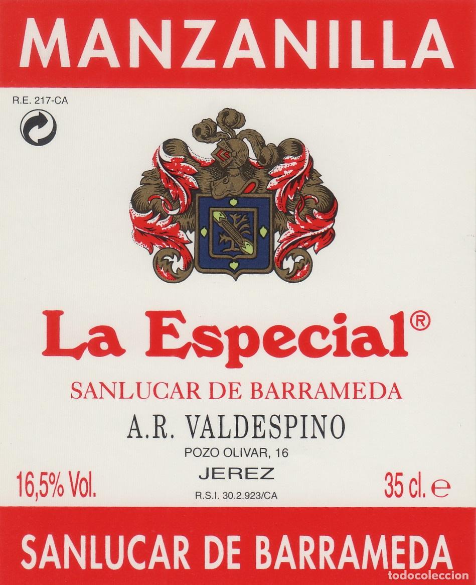 Etiquetas antiguas: VALDESPINO . J&Eacute;REZ , MANZANILLA LA ESPECIAL , ETIQUETA DE VINO ref 234