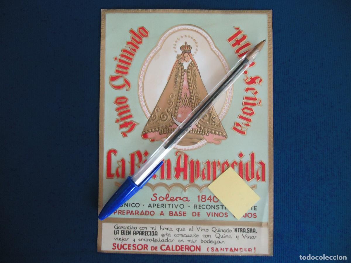 Etiquetas antiguas: etiqueta vino quinado virgen bien aparecida calderon garcia santander cantabria santanderino