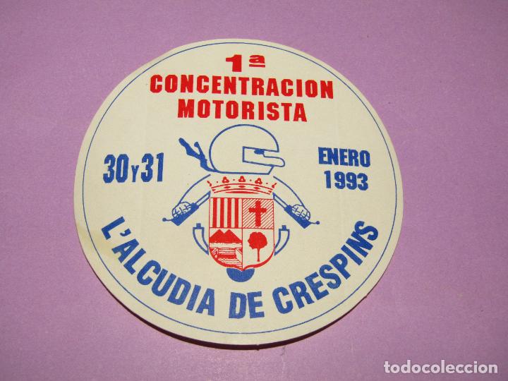 Alte Etiketten: Antigua Etiqueta Adhesiva 1&ordf; CONCENTRACI&Oacute;N MOTORISTA en L'Alcudia de Crespins den el A&ntilde;o 1993