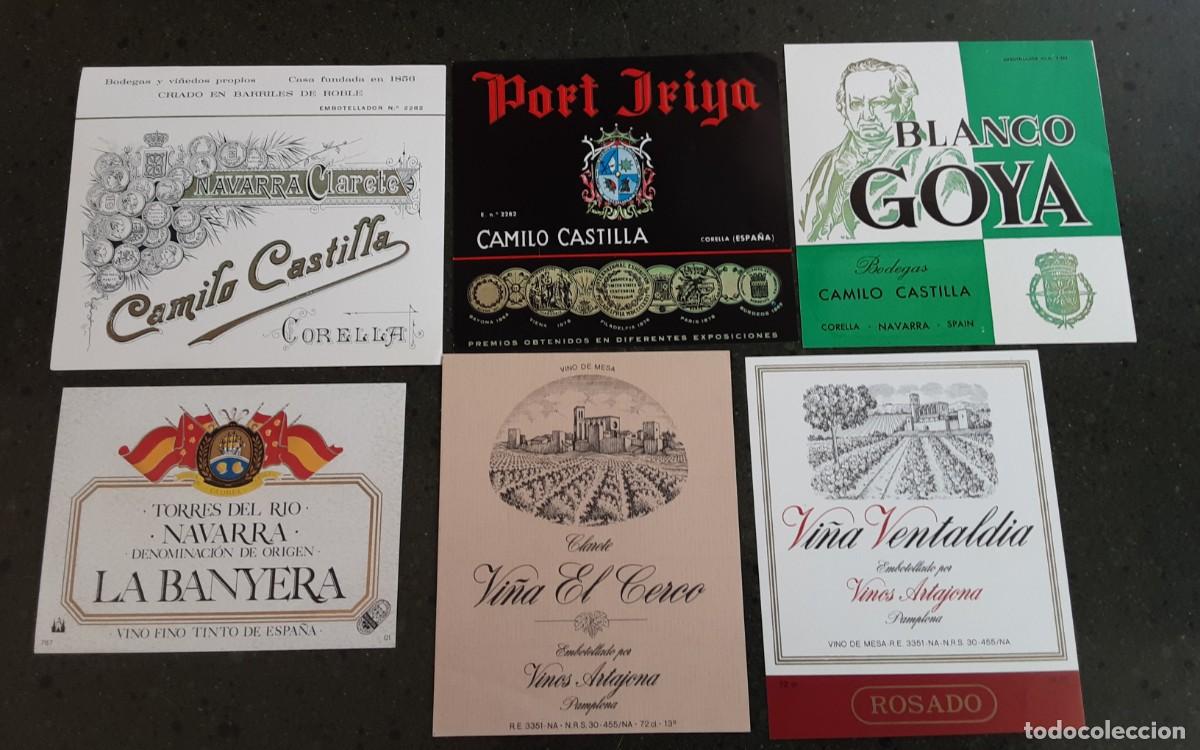 Alte Etiketten: Lote de seis etiquetas de vinos de Navarra