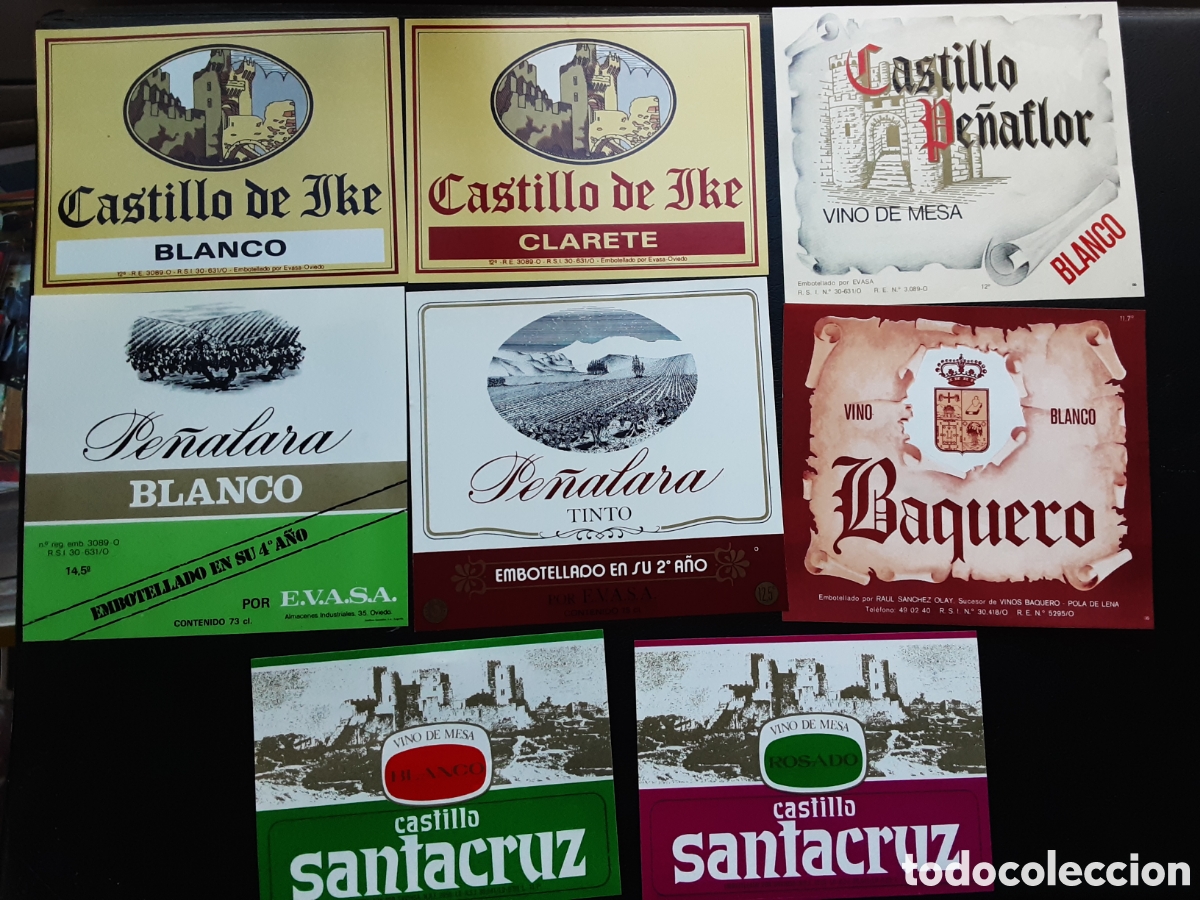 Alte Etiketten: Lote de doce etiquetas de vinos de Asturias