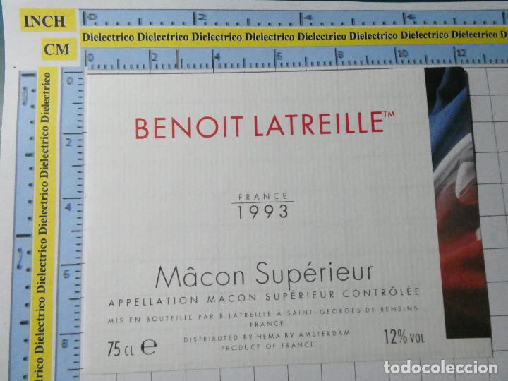 Alte Etiketten: ETIQUETA DE BEBIDAS. VINO LICORES. FRANCIA1993 BENOIT LATREILLE MACON SUPERIEUR. 256