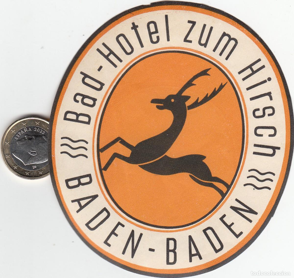 Etiquetas antiguas: ETIQUETA HOTEL ZUM HIRSCH - BADEN-BADEN - ALEMANIA