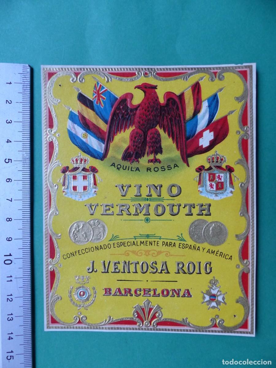 Etiquetas antiguas: ANTIGUA ETIQUETA - VINO VERMOUTH, J. VENTOSA ROIG, BARCELONA