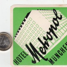 Etiquetas antiguas: ETIQUETA HOTEL METROPOL MUNCHEN - MUNICH - ALEMANIA