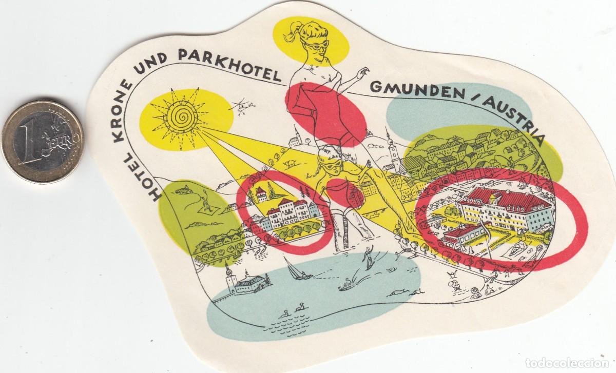 Etiquetas antiguas: ETIQUETA HOTEL KRONE UND PARKHOTEL - GMUNDEN - AUSTRIA