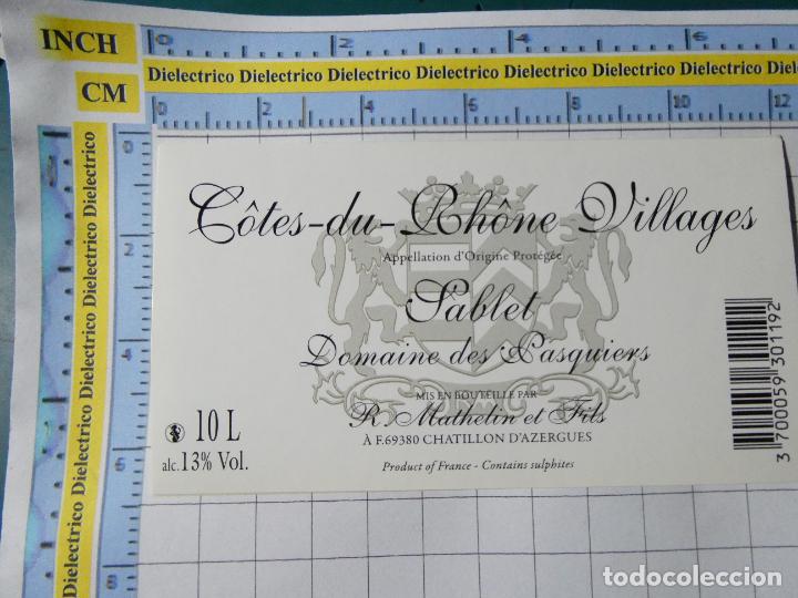 Etichette antiche: ETIQUETA DE BEBIDAS. VINO LICORES. FRANCIA C&Ocirc;TES DU RH&Ocirc;NE VILLAGES. 312