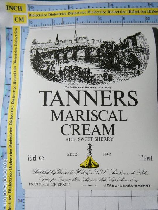 Etiquetas antiguas: ETIQUETA DE BEBIDAS. VINO LICORES. TANNERS MARISCAL CREAM 339