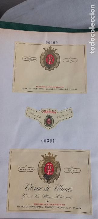 Etiquetas antiguas: ETIQUETAS DE VINO BLANC DE BLANCS L'ARISTOCRATE. FRANCIA. LES FILS DE HENRI RAMEL.