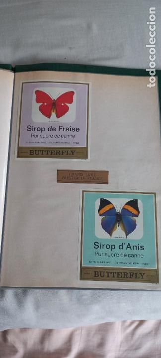 Etiquetas antiguas: BUTTERFLY. PUR SUCRE DE CANNE. SIROP DE FRAISE-D'ANIS. FRANCIA MARIPOSAS ETIQUETA DE VINO