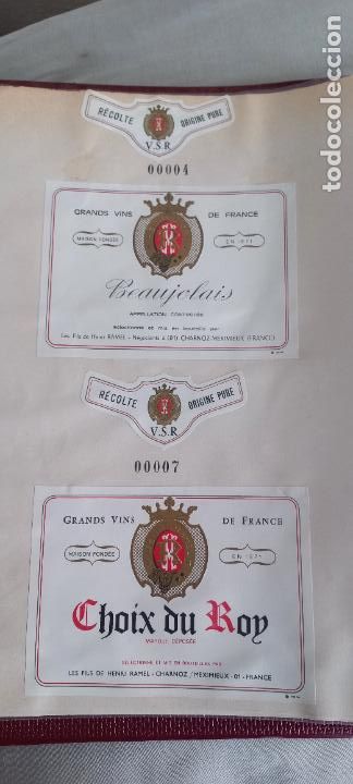 Etiquetas antiguas: ETIQUETAS DE VINO BEAUJOLAIS - CHOIX DU ROY. FRANCIA. LES FILS DE HENRI RAMEL.
