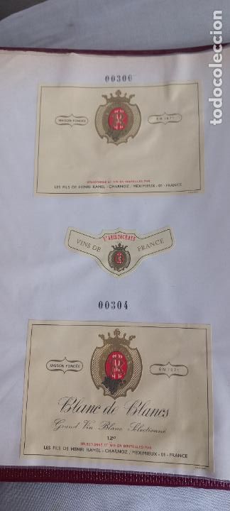 Etiquetas antiguas: ETIQUETAS DE VINO BLANC DE BLANCS L'ARISTOCRATE. FRANCIA. LES FILS DE HENRI RAMEL.