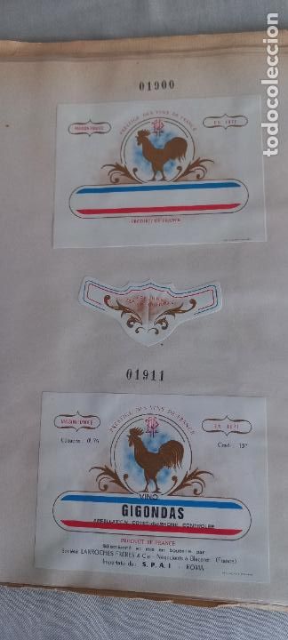 Etiquetas antiguas: VINO GIGONDAS. SOCIETE LARROCHES FRERES. GALLOS. FRANCE. ETIQUETAS DE VINO.