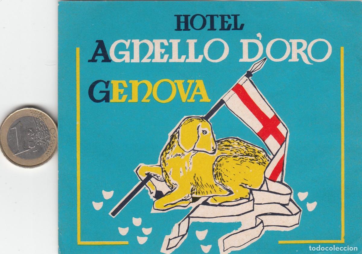 Etiquetas antiguas: ETIQUETA HOTEL AGNELLO D'ORO - GENOVA - ITALIA