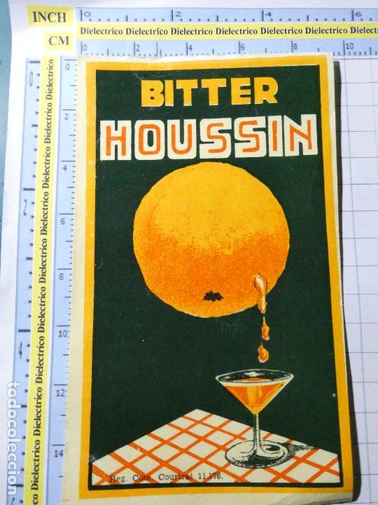Etiquetas antiguas: ETIQUETA DE BEBIDAS. VINO LICORES. B&Eacute;LGICA BITTER HOUSSIN. 368