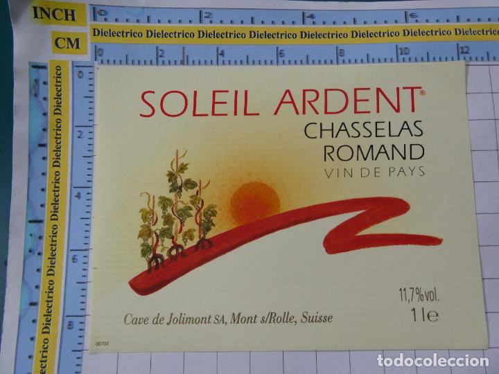 Alte Etiketten: ETIQUETA DE BEBIDAS. VINO LICORES. SUIZA SOLEIL ARDENT CHASSELAS ROMAND 406