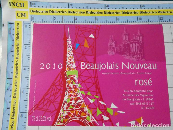 Etiquetas antiguas: ETIQUETA DE BEBIDAS. VINO LICORES. FRANCIA BEAUJOLAIS NOUVEAU 2010 ROS&Eacute;. 419